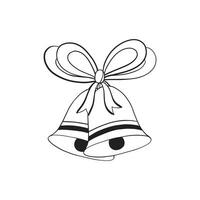 Christmas bells with ribbon bow. Hand drawn bells. Vector illustration in doodle style