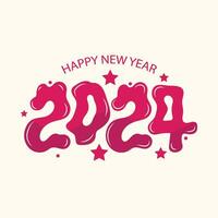 Happy new year 2024 vector typography illustration. New year celebrating sticker, greeting card, poster, banner, template design. Colorful Happy new year modern lettering, calligraphy, text.