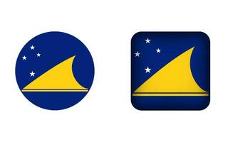 plano cuadrado y circulo tokelau bandera íconos vector