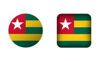 Flat Square and Circle Togo Flag Icons vector