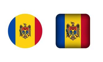 Flat Square and Circle Moldova Flag Icons vector