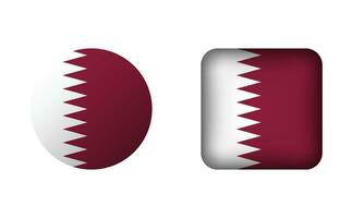 Flat Square and Circle Qatar Flag Icons vector