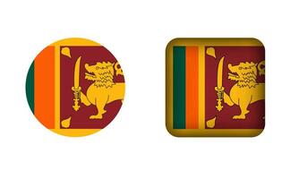 Flat Square and Circle Sri Lanka Flag Icons vector