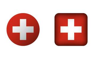 Flat Square and Circle Switzerland Flag Icons vector