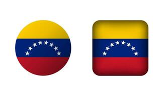 Flat Square and Circle Venezuela Flag Icons vector