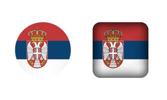 Flat Square and Circle Serbia National Flag Icons vector