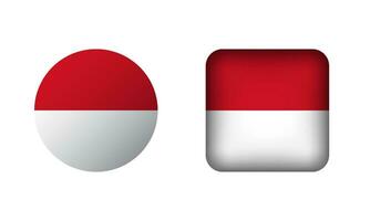 Flat Square and Circle Monaco National Flag Icons vector