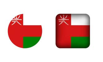 Flat Square and Circle Oman Flag Icons vector