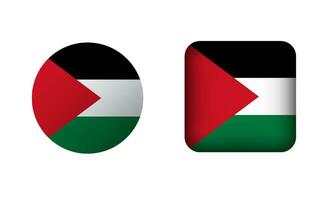 Flat Square and Circle Palestine Flag Icons vector