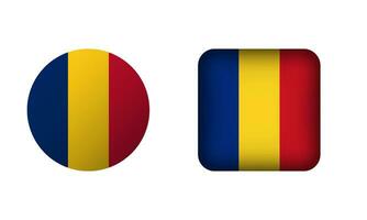 Flat Square and Circle Romania Flag Icons vector