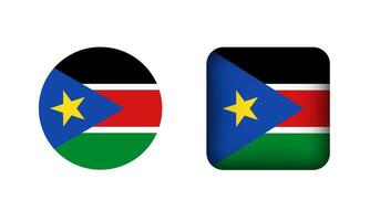 Flat Square and Circle South Sudan Flag Icons vector