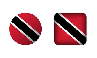 Flat Square and Circle Trinidad and Tobago Flag Icons vector