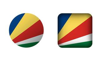 Flat Square and Circle Seychelles Flag Icons vector