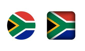 Flat Square and Circle South Africa Flag Icons vector