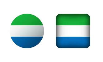 Flat Square and Circle Sierra Leone National Flag Icons vector