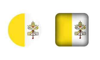 Flat Square and Circle Vatican Flag Icons vector