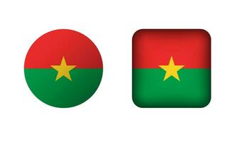 Flat Square and Circle Burkina Faso Flag Icons vector