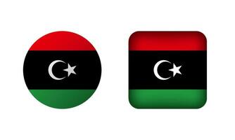 Flat Square and Circle Libya National Flag Icons vector