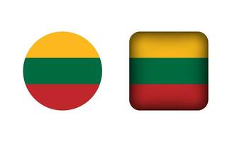 Flat Square and Circle Lithuania National Flag Icons vector