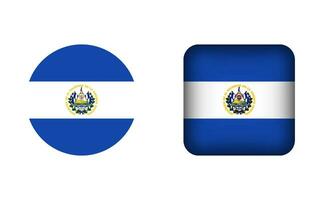 Flat Square and Circle El Salvador Flag Icons vector