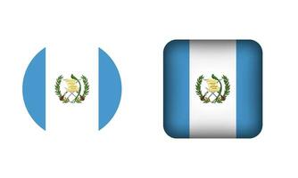 Flat Square and Circle Guatemala Flag Icons vector