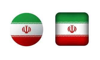 Flat Square and Circle Iran Flag Icons vector