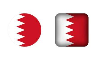 Flat Square and Circle Bahrain Flag Icons vector
