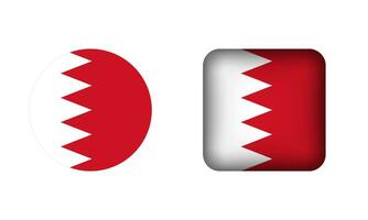 Flat Square and Circle Bahrain Flag Icons vector