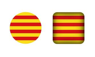 Flat Square and Circle Catalonia Flag Icons vector