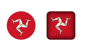 Flat Square and Circle Isle of Man Flag Icons vector