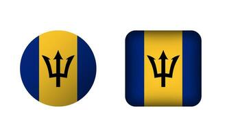 Flat Square and Circle Barbados Flag Icons vector