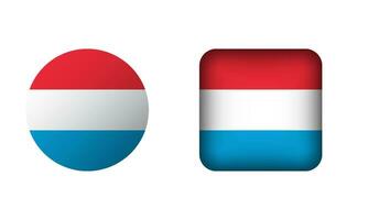 Flat Square and Circle Luxembourg Flag Icons vector