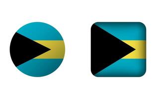 Flat Square and Circle Bahamas Flag Icons vector