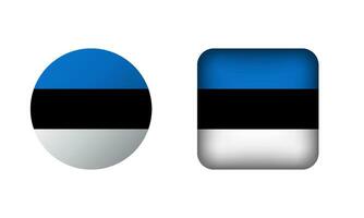 Flat Square and Circle Estonia Flag Icons vector