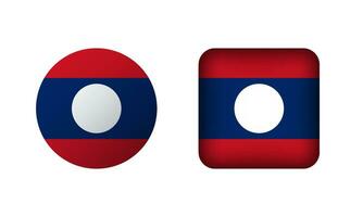 Flat Square and Circle Laos National Flag Icons vector