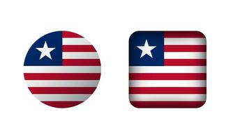 Flat Square and Circle Liberia Flag Icons vector