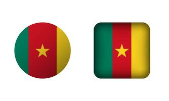 Flat Square and Circle Cameroon National Flag Icons vector