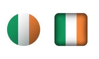 Flat Square and Circle Ireland Flag Icons vector