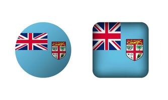 Flat Square and Circle Fuji National Flag Icons vector