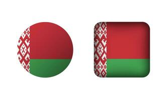 Flat Square and Circle Belarus Flag Icons vector