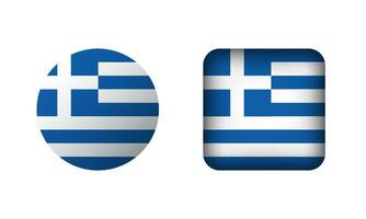 Flat Square and Circle Greece Flag Icons vector