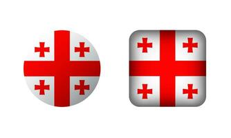 Flat Square and Circle Georgia National Flag Icons vector