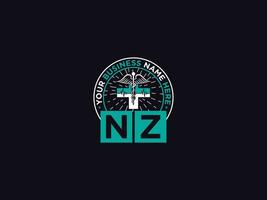 Medical Nz Logo Icon, Initial NZ Doctors Logo Letter Template vector