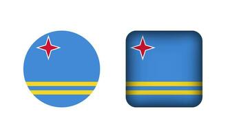 Flat Square and Circle Aruba National Flag Icons vector