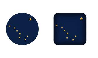 Flat Square and Circle Alaska Flag Icons vector