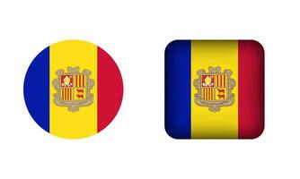 Flat Square and Circle Andorra National Flag Icons vector