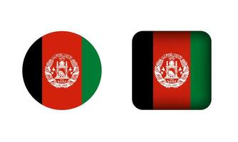 Flat Square and Circle Afghanistan Flag Icons vector