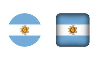 Flat Square and Circle Argentina Flag Icons vector