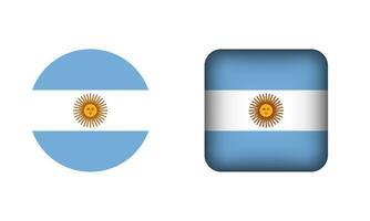 Flat Square and Circle Argentina Flag Icons vector