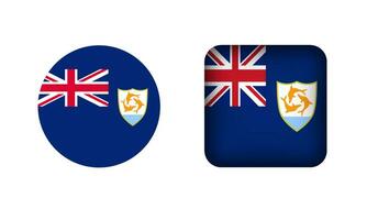 Flat Square and Circle Anguilla Flag Icons vector